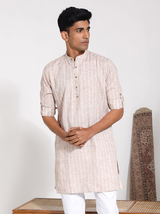 Men's Beige Cotton Kurta