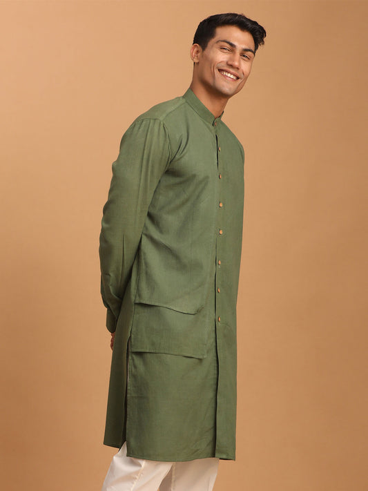 Men's Green Cotton Kurta