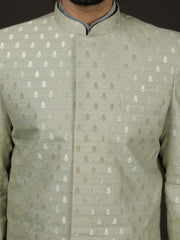 Men's Green Silk Blend Sherwani Only Top