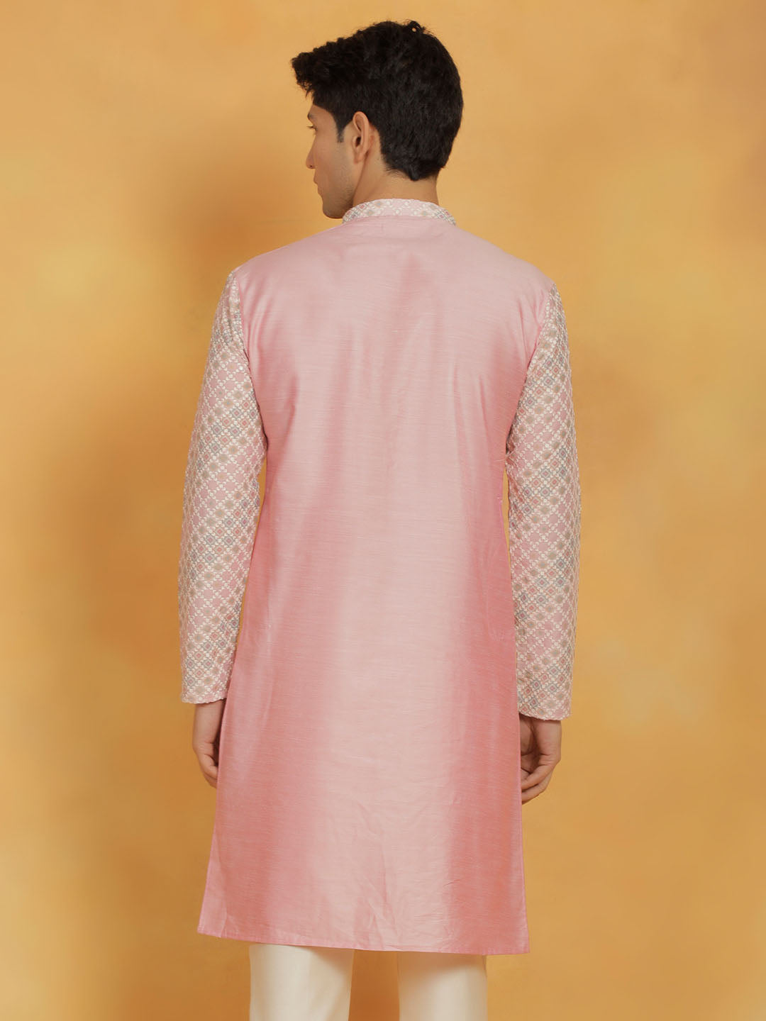 Men's Pink Maslin Kurta