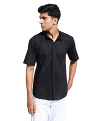 Men's Black Cotton Ethnic Shirt