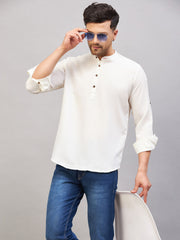 Men's Cream Cotton Blend Kurta