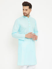 Men's Aqua Cotton Kurta