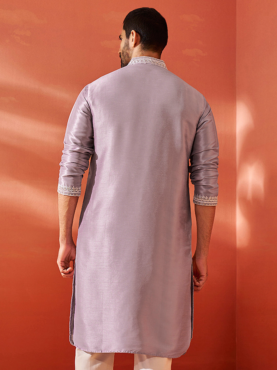 Men's Purple Silk Blend Kurta