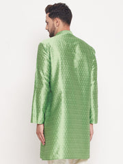 Men Mint Green Silk Blend Kurta