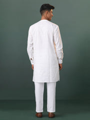 Men's White Cotton Kurta Pyjama Set