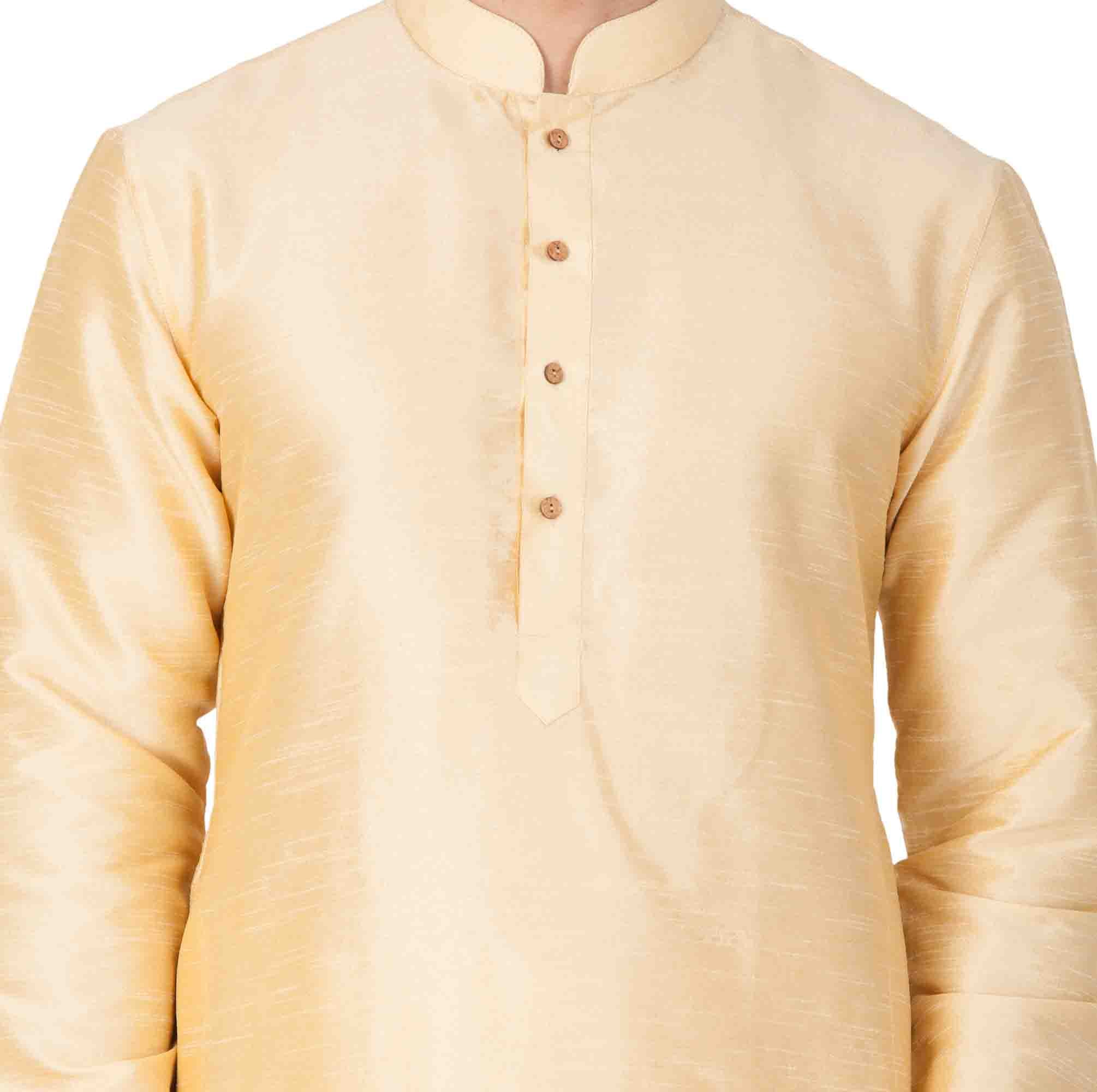 Men's Gold Silk Blend Kurta