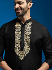 Men's Black Viscose Kurta