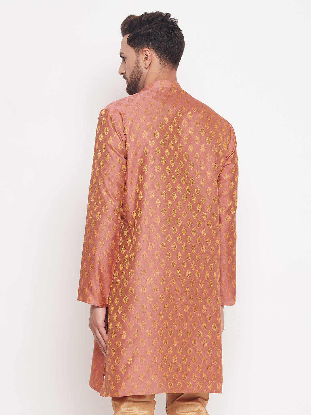 Men Pink Silk Blend Kurta