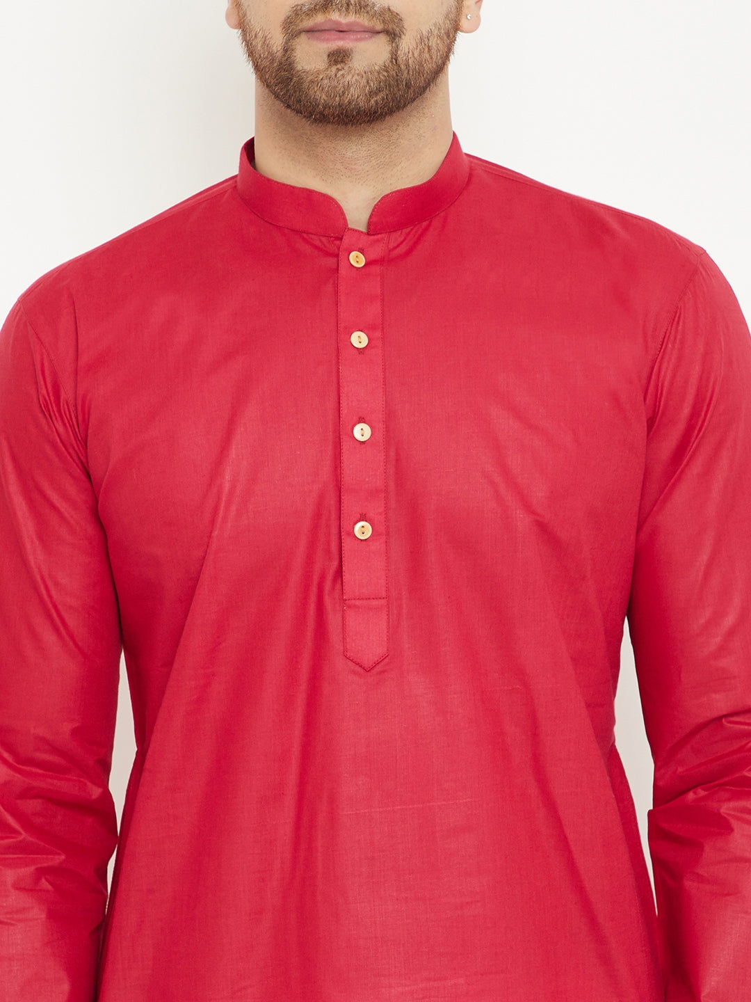 Men's Maroon Cotton Kurta