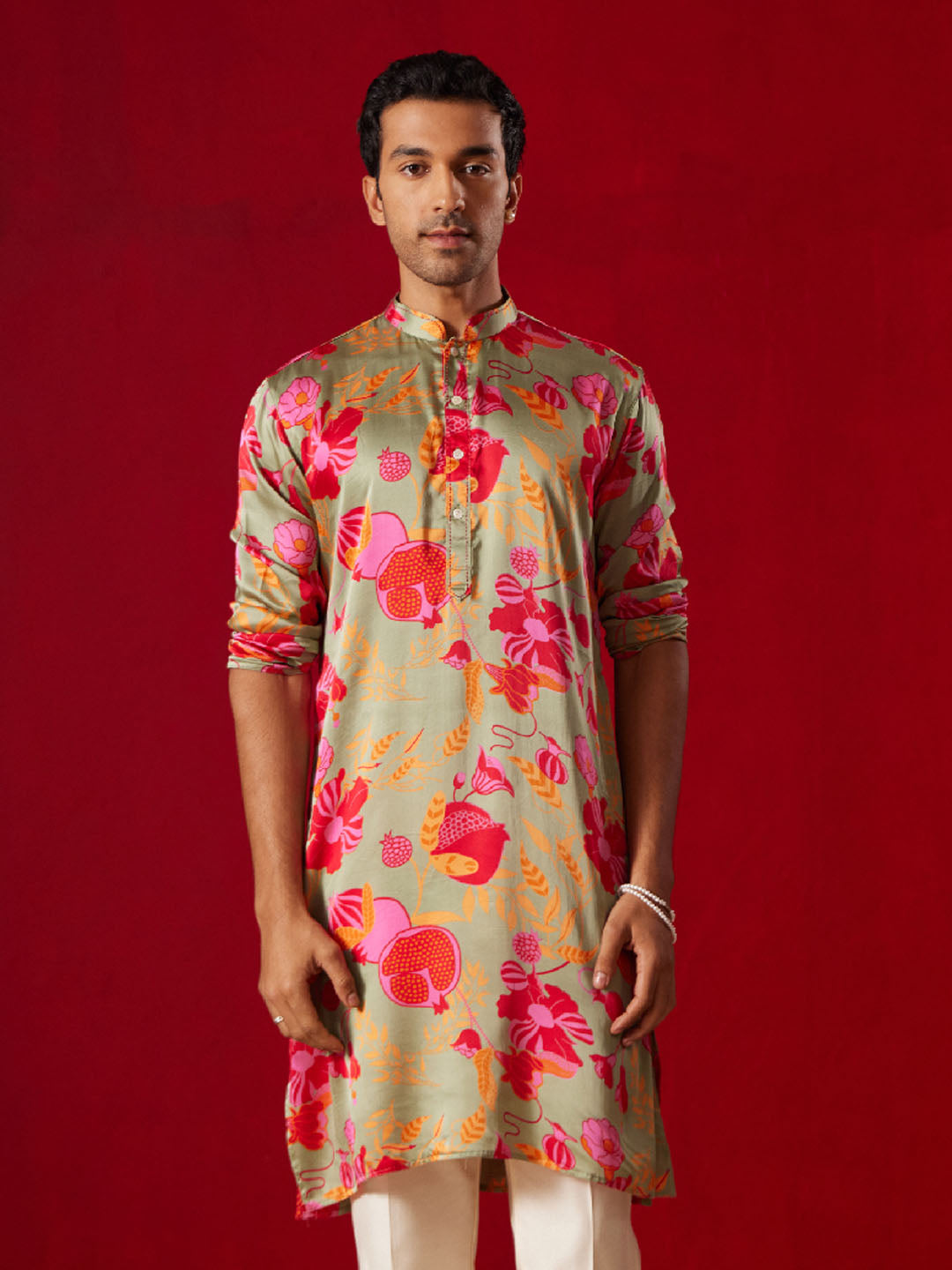 Men's Green Cotton blend Kurta