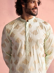 Men's Mint Green And Rose Gold Viscose Kurta and Patiala Set