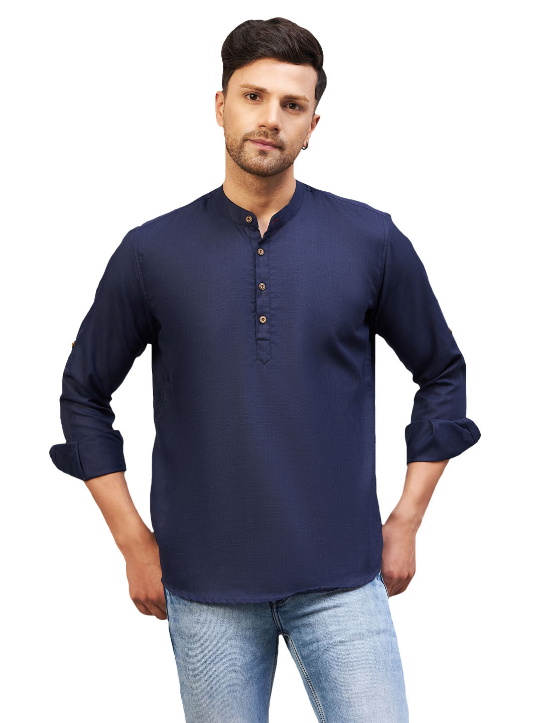 Men's Blue Cotton Blend Kurta