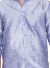 Men's Lavander and White Silk Blend Shirt And Mundu