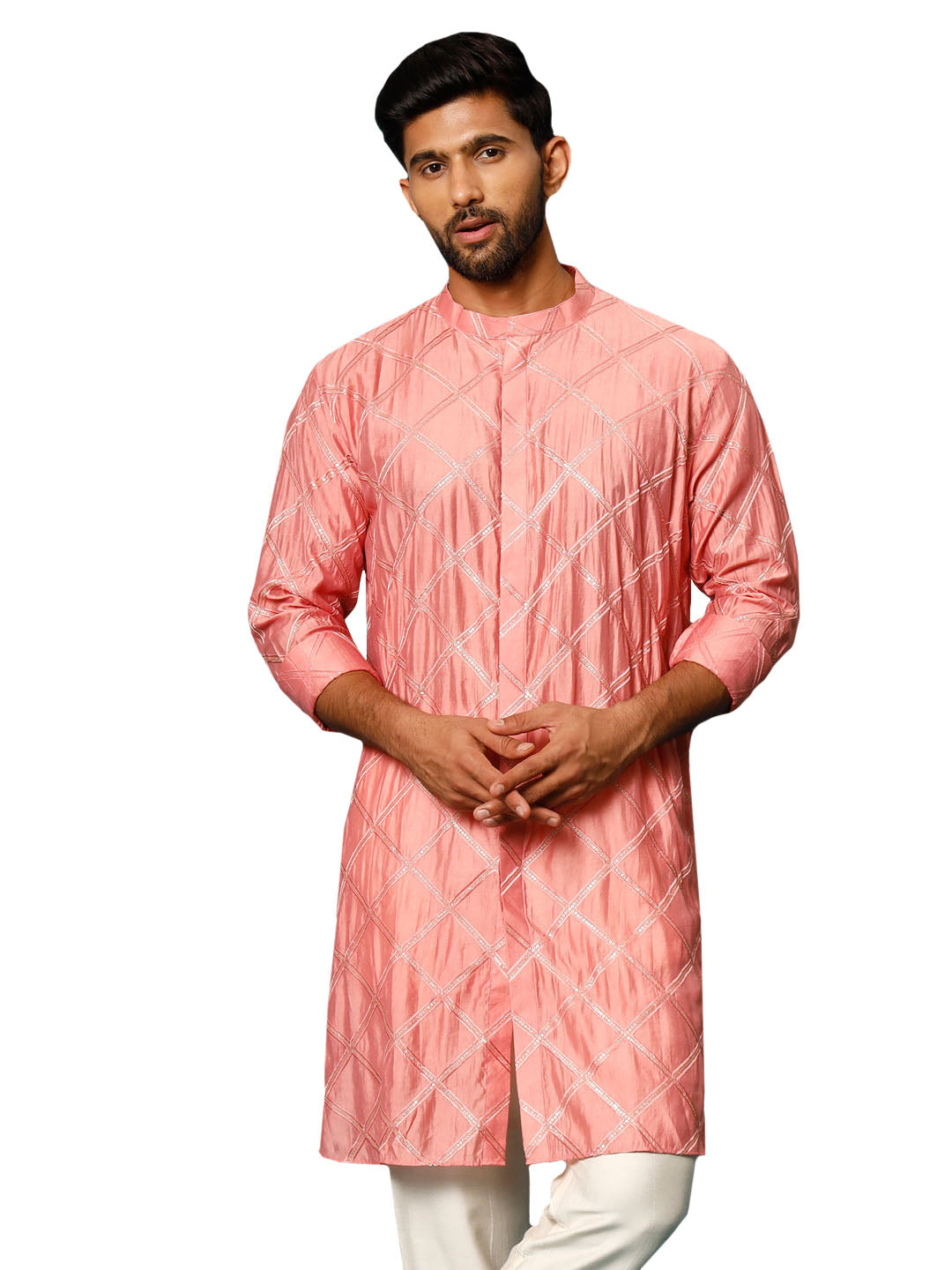 Men's Onion Pink Viscose Kurta