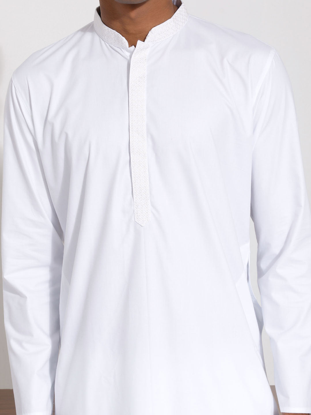 Men's White Cotton Silk Kurta