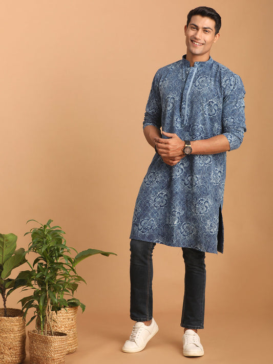 Men's Indigo Blue Cotton Kurta