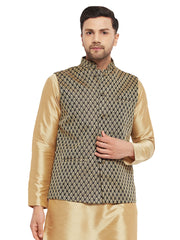 Men's Black Silk Blend Nehru Jacket