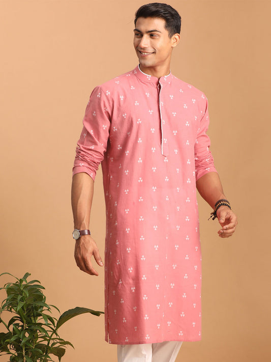 Men's Pink Cotton Kurta