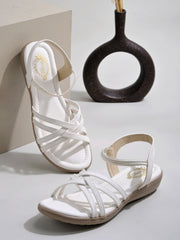 Shoetopia Fashion & Comfortable Casual White Sandals For Women & Girls