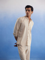 Men's Cream Cotton Ethnic Shirt