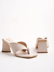 Shoetopia Stylish Cream Block Heels For Women & Girls