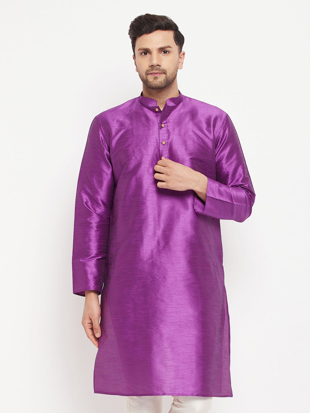 Men's Purple Silk Blend Kurta