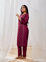 Women's Wine Kurta Set