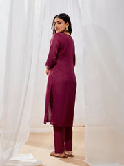 Women's Wine Kurta Set