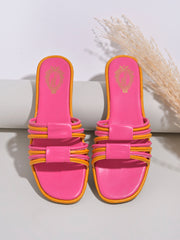 Shoetopia Striped Pink Flats For Women & Girls