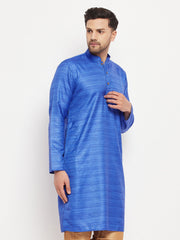 Men's Blue Silk Blend Kurta