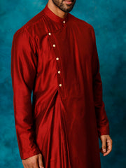 Men's Maroon Viscose Blend Kurta