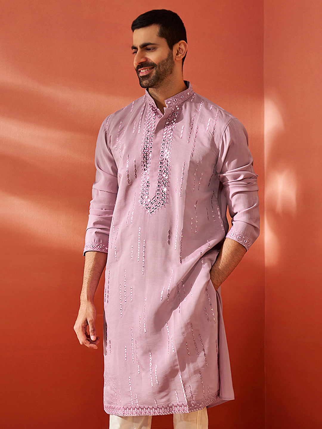 Men's Onion Chanderi Kurta