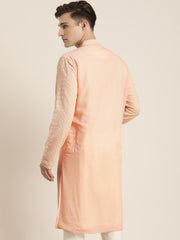 Men's Pink Georgette Kurta