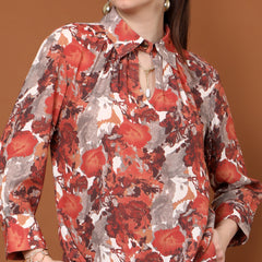 Hana Floral Shirt Collar Top