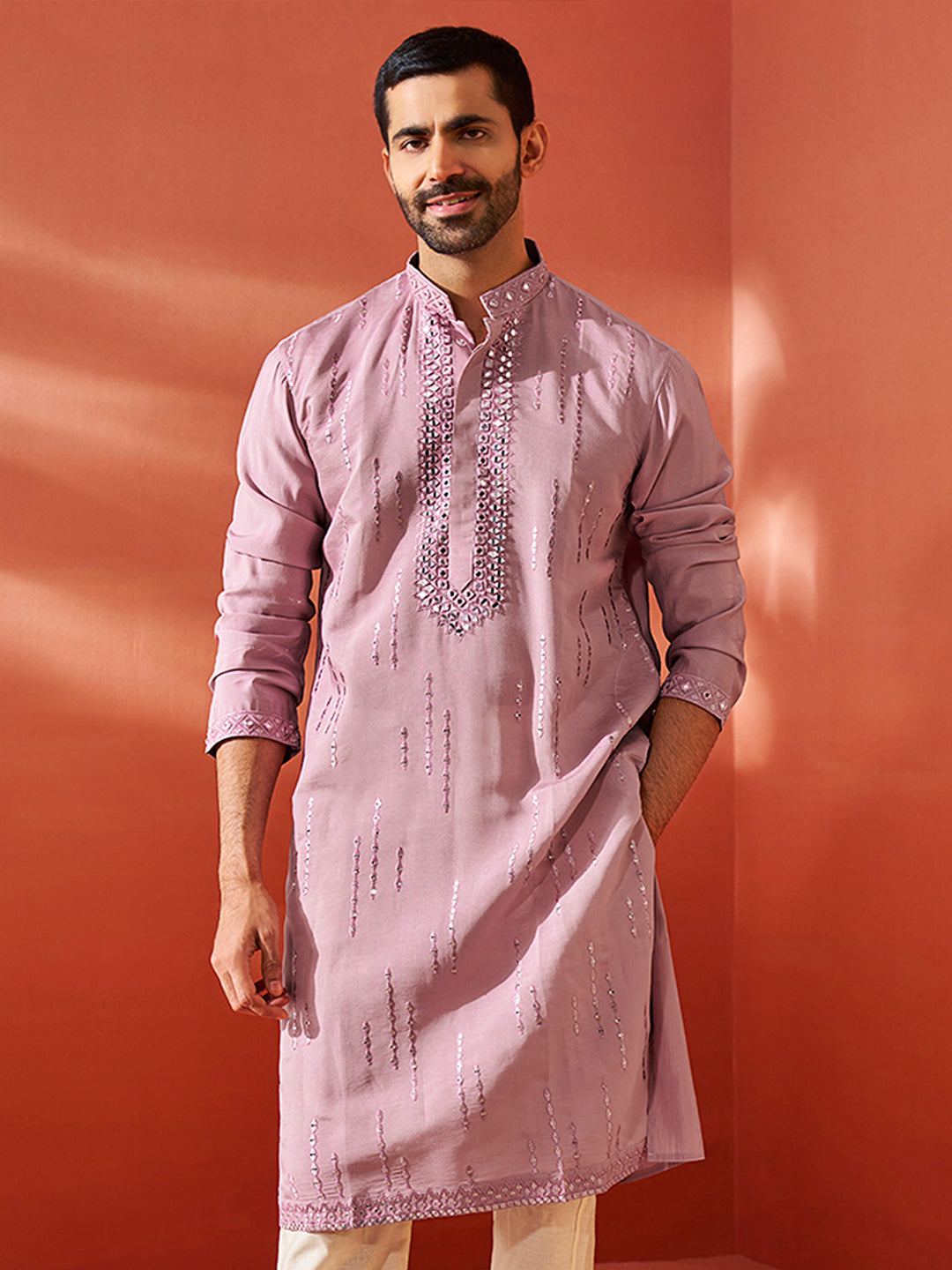 Men's Onion Chanderi Kurta