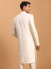 Men's Cream Cotton Blend Sherwani Only Top