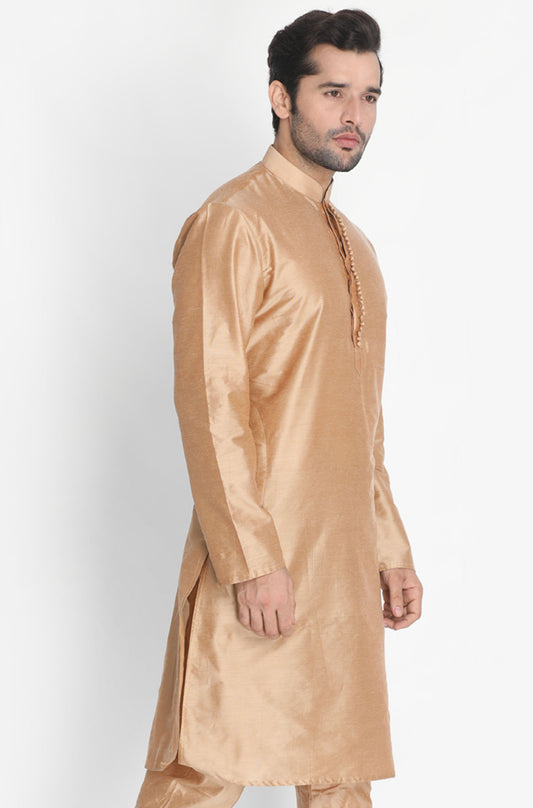 Men's Gold Cotton Blend Kurta