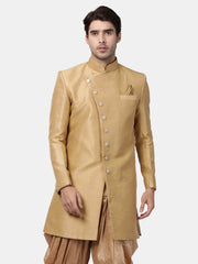 Men's Beige Silk Blend Sherwani Only Top