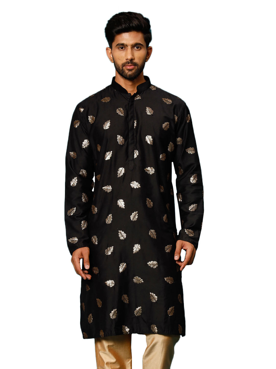 Men's Black Cotton Blend Kurta