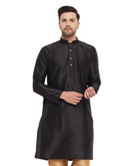 Men's Black Silk Blend Kurta