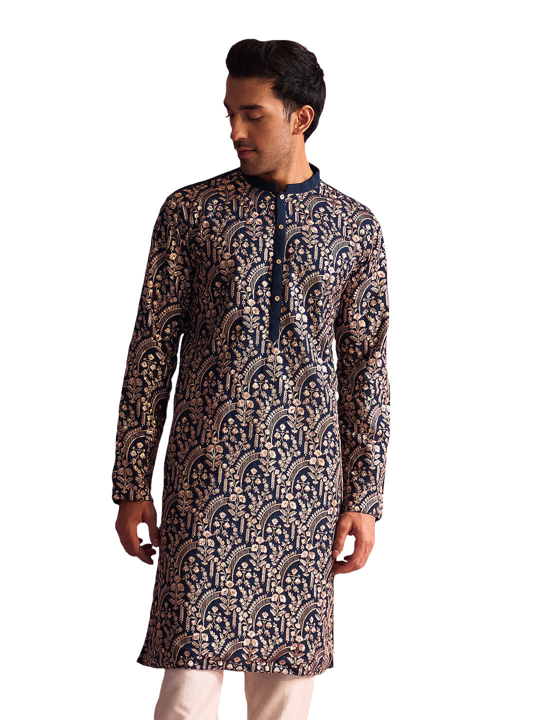 Men's Turquoise Green Georgette Kurta