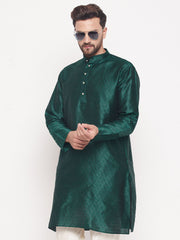 Men Green Silk Blend Kurta