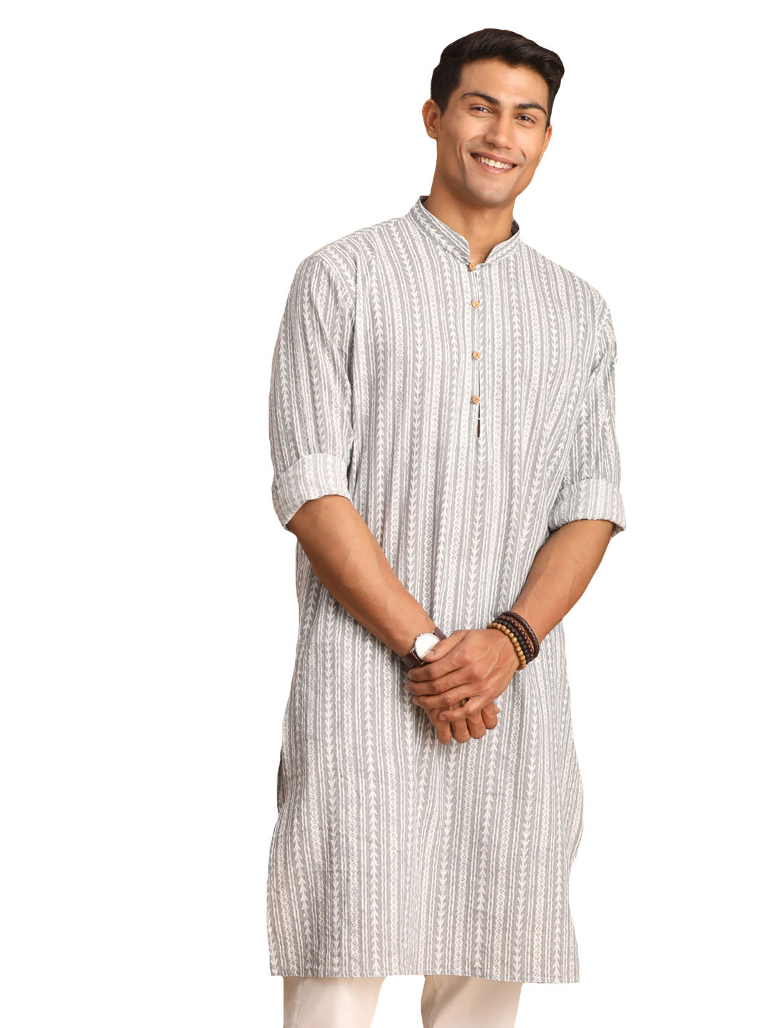 Men's Grey Cotton Kurta