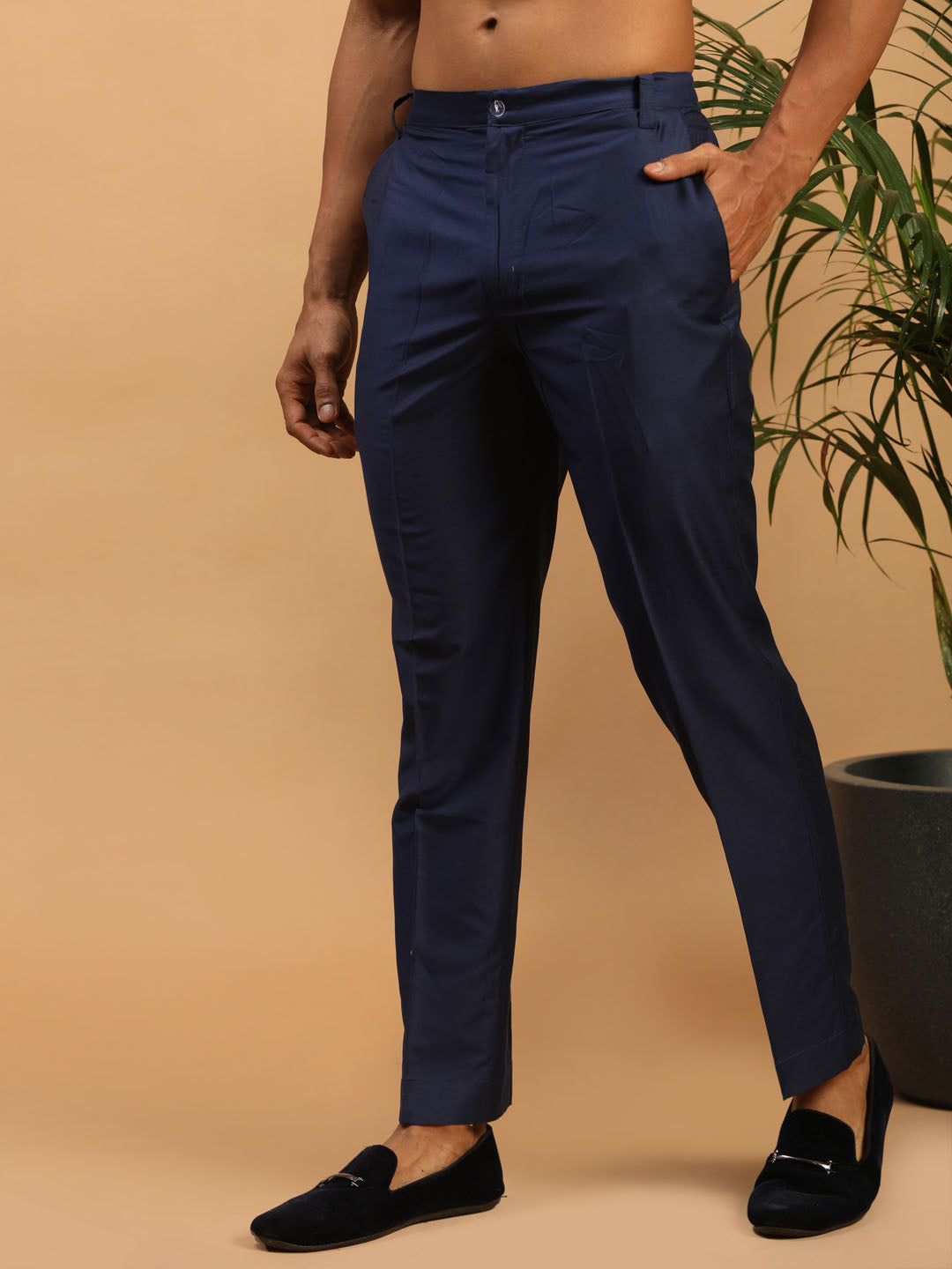 Men's Navy Blue Viscose Pant Style Pyjama