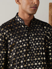 Men's Black Viscose Kurta