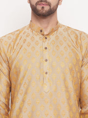 Men Beige Silk Blend Kurta