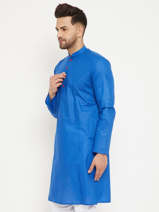 Men's Blue Cotton Kurta