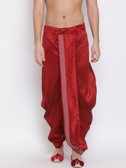 Men's Maroon Silk Blend Dhoti