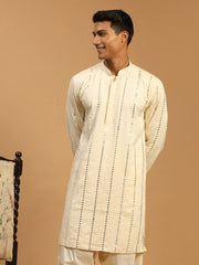 Men's Cream Viscose Kurta